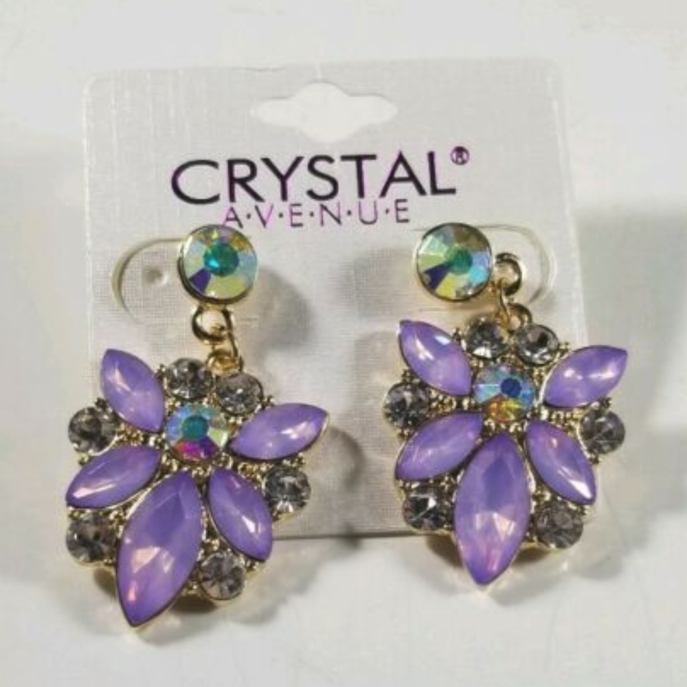 Crystal Avenue Rhinestone Aurora Borealis Earrings
